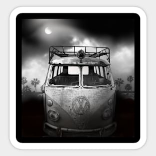 Old Volkswagen Bus Under the Moonscape Sticker